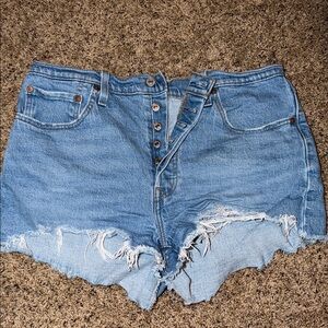 Levi's Light Blue Distressed Denim Cutoff Shorts